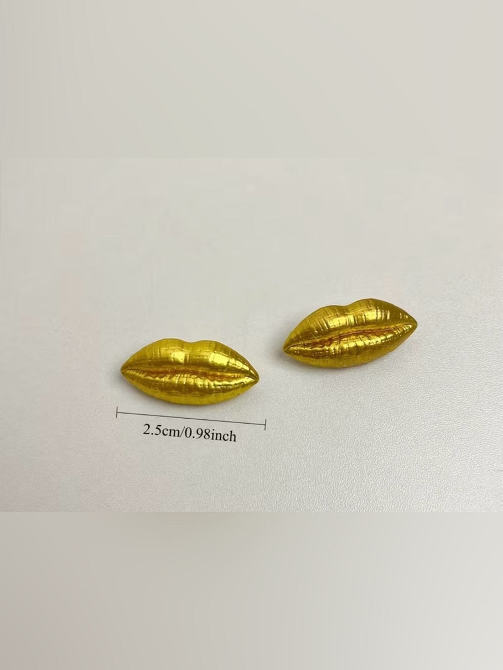 Gold Lip-Shaped Stud Earrings – Women Jewelry